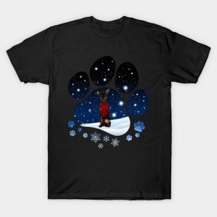 Snow Paw Miniature Pinscher Christmas Winter Holiday T-Shirt